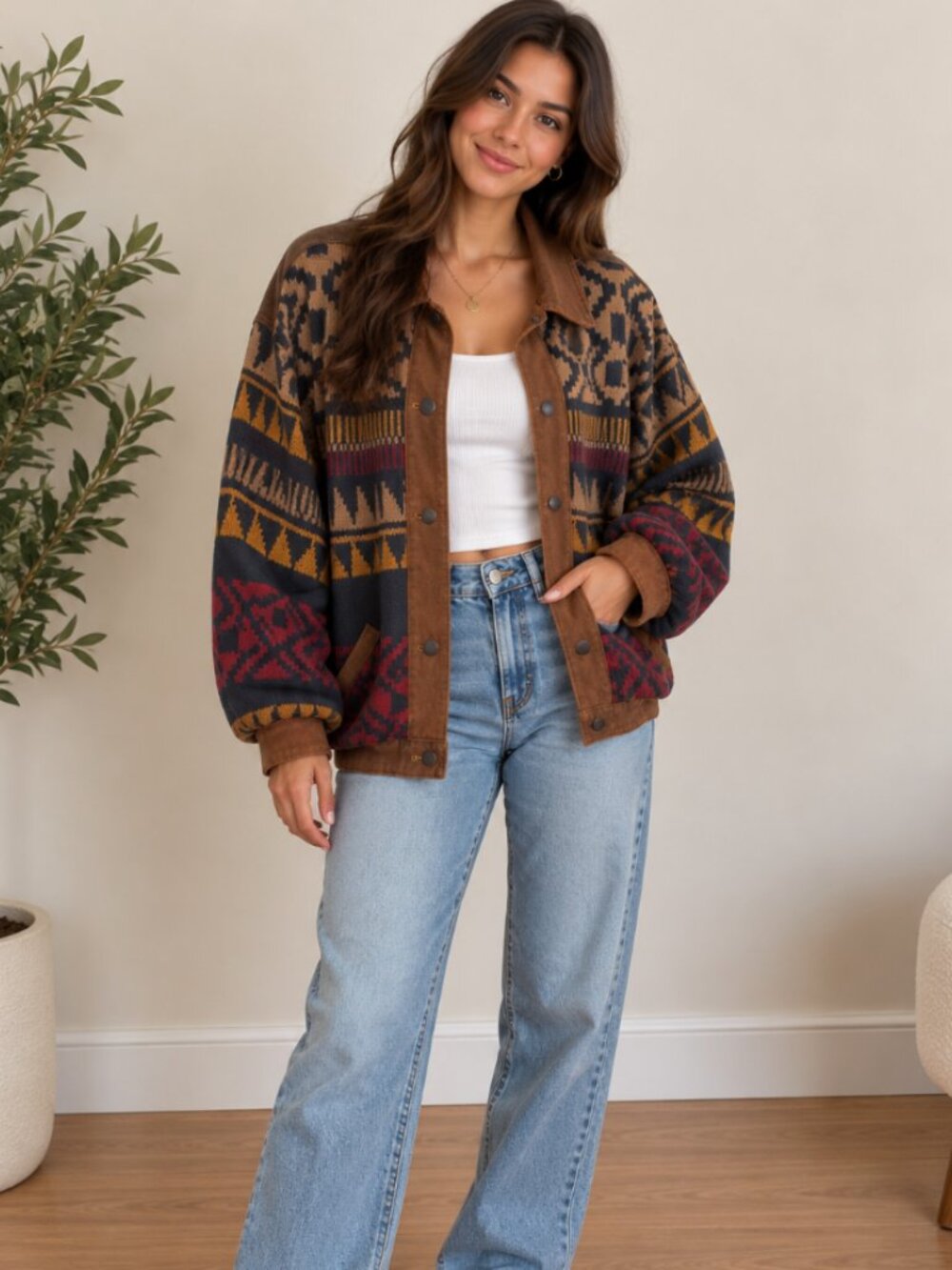 Free People Western Southwestern Knit Jacket Shacket M/L